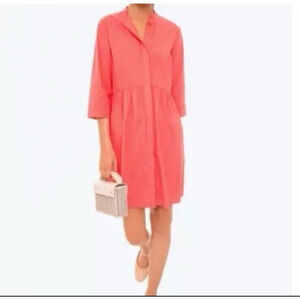 TUCKERNUCK Poplin Royal Shirt Dress Poppy Pink Cotton Medium‎ Preppy Coastal